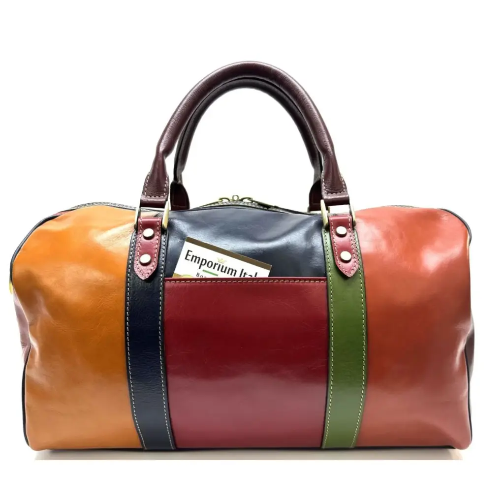 Ticino medio borsa da viaggio in cuoio multicolor santini made in italya
