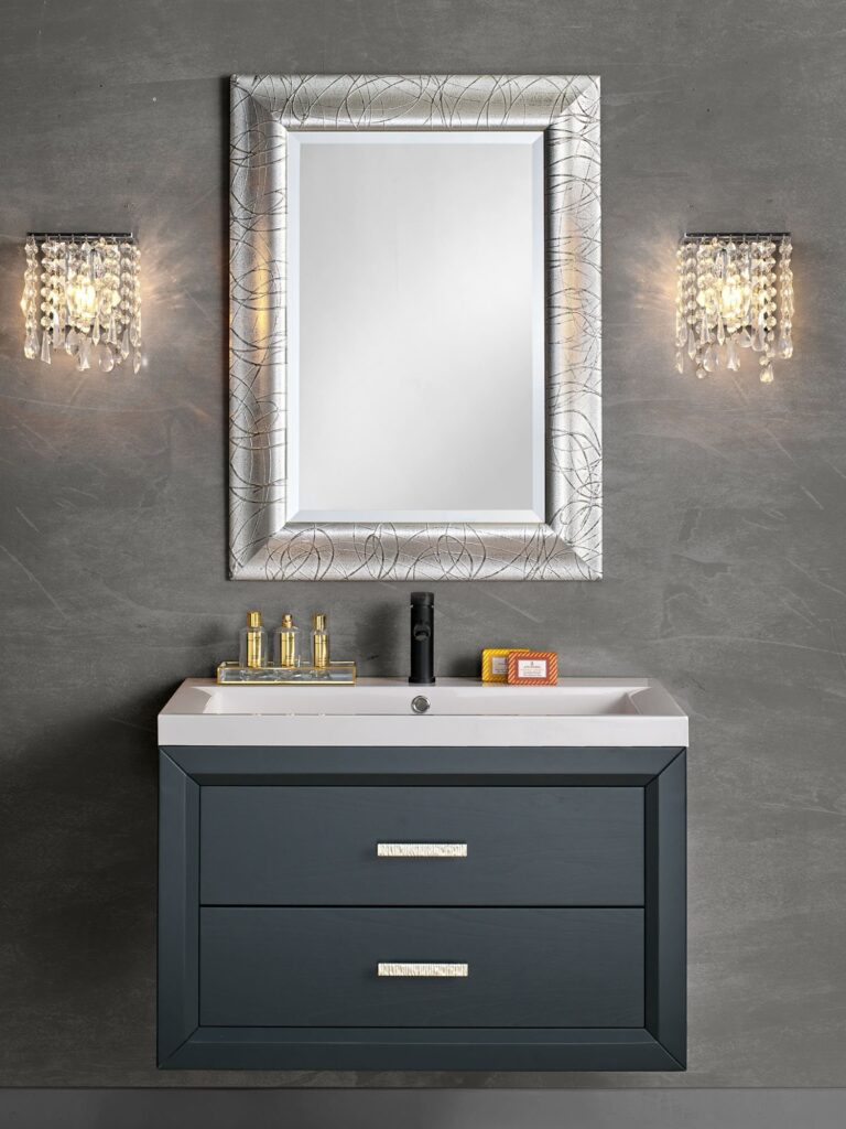 Mobile bagno sospeso moderno in legno massello